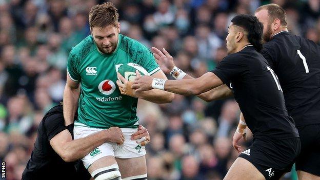 Iain Henderson on the charge in November's victory over New Zealand in Dublin