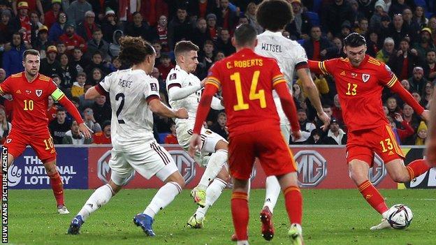 Wales 1 1 Belgium Kieffer Moore Goal Helps Hosts Earn Home World Cup Play Off c Sport