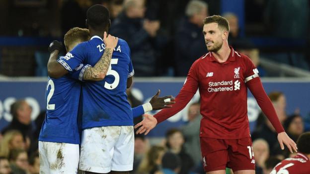 Everton 0-0 Liverpool: Reds' title hopes hit by goalless draw in Merseyside derby