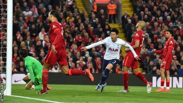 Son Heung-min celebrates