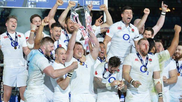 England celebrate winning the Six Nations
