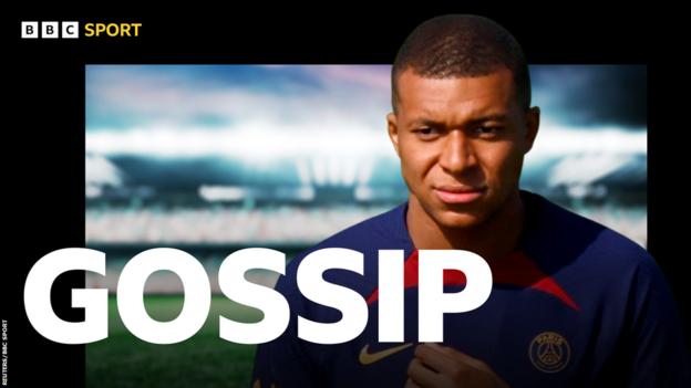 Kylian Mbappe and the BBC Sport Gossip logo