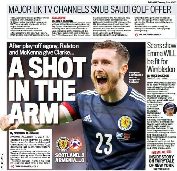The back page of the Scottish Daily Mail on 090622