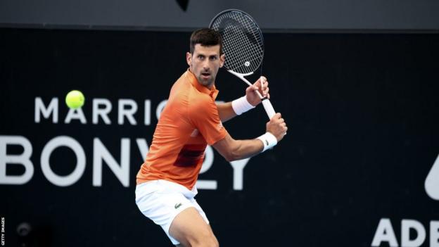 Novak Djokovic playing at the Adelaide International