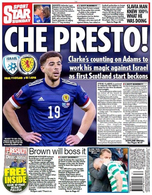 The back page of the Scottish Daily Star on 280321