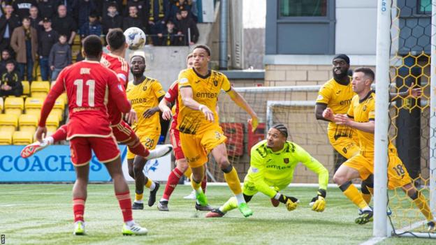 Aberdeen's Bojan Miovski finds the net