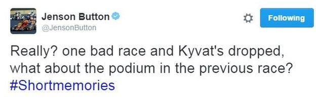 McLaren's Jenson Button defends Kyvat