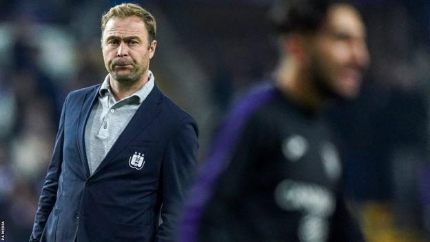 RSCA Futures head coach Robin Veldman pictured during a soccer match  between RSC Anderlecht Futures