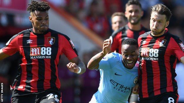 Tyrone Mings (left) received abusive tweets after sharing an article relating to news of a man being jailed for attacking Raheem Sterling (centre)