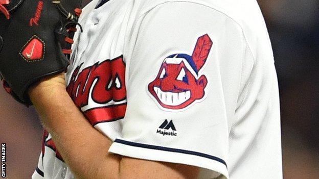 The Cleveland Indians Chief Wahoo logo on a sleeve