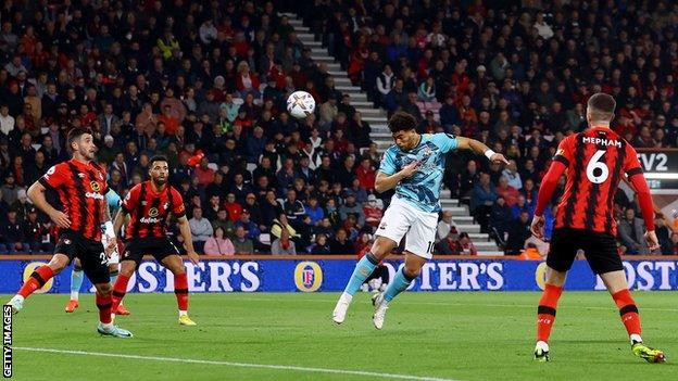 Southampton's Che Adams scores against Bournemouth in the Premier League