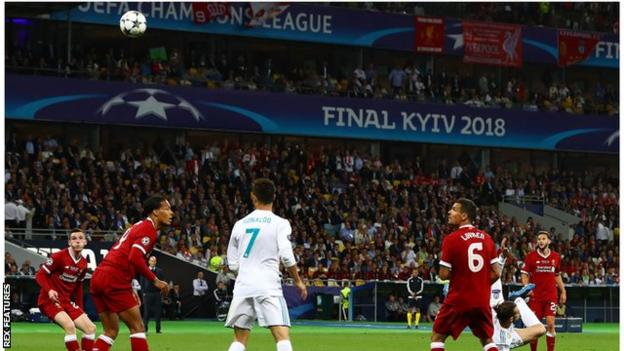 Gareth Bale scores against Liverpool in the 2018 Champions League final
