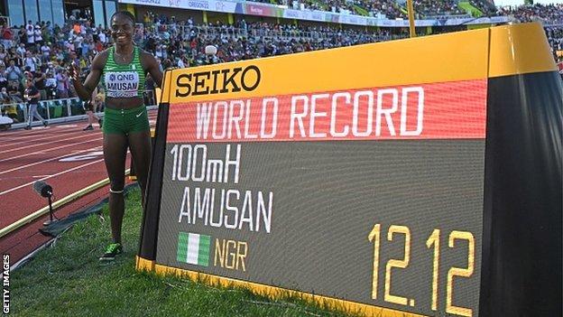 Tobi Amusan celebrated her World Athletics Championships gold medal in the women's 100m hurdles