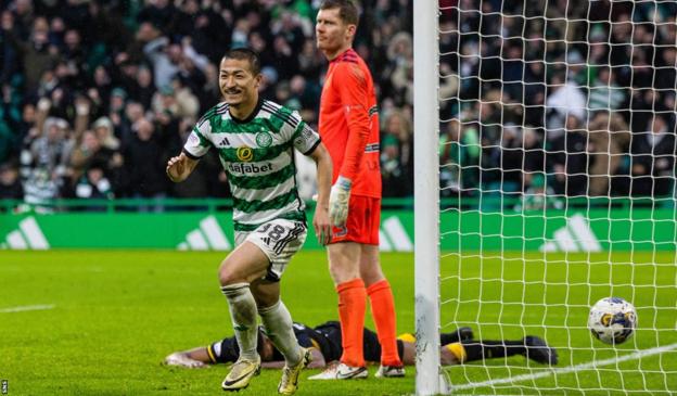 Celtic's Daizen Maeda celebrates