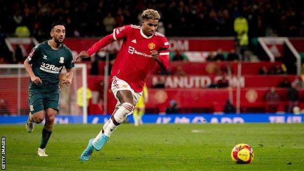 Rashford playing in the FA Cup against Middlesbrough