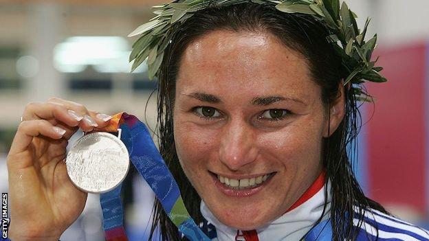 Sarah Storey with a silver medal at the Athens 2004 Paralympics