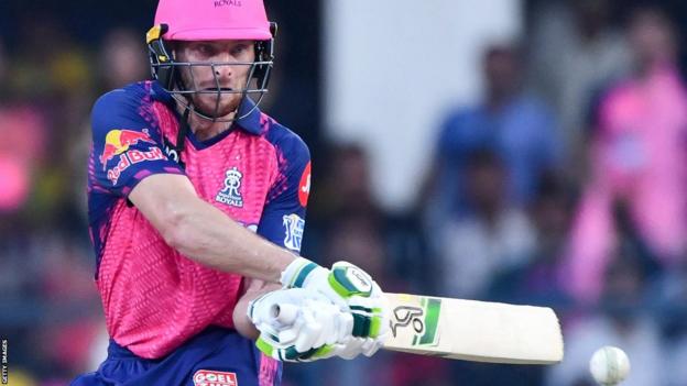 Jos Buttler plays a shot for Rajasthan Royals in the Indian Premier League