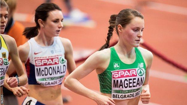 Ciara Mageean in action at last year's European Indoor Championships in Belgrade