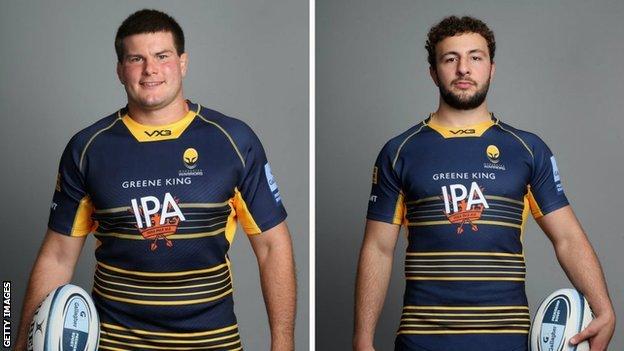 Worcester prop Ryan Bower (left) and flanker Zac Xiourouppa were both injured in the defeat at Saracens