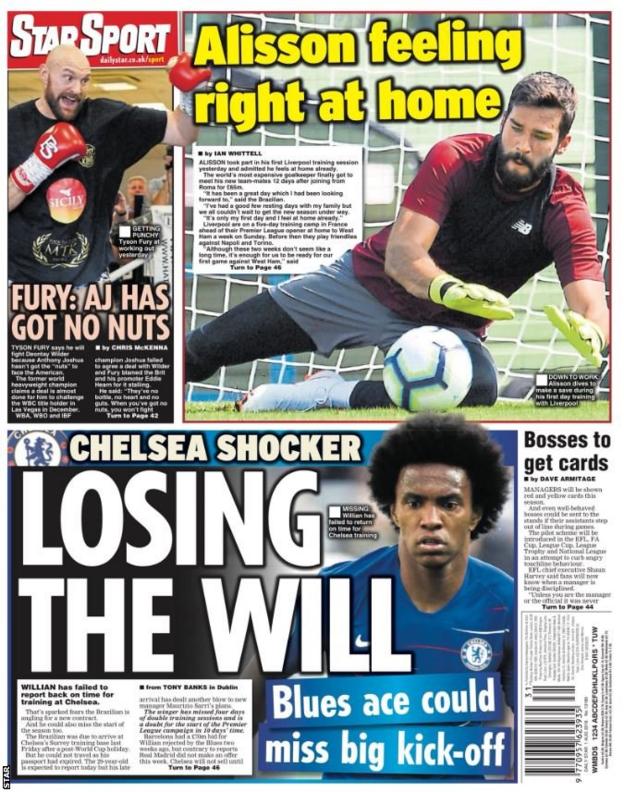 Picture of the Star back page on Wednesday