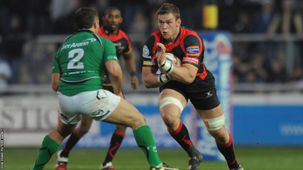 Dan Lydiate in action for Dragons against Connacht in March 2012