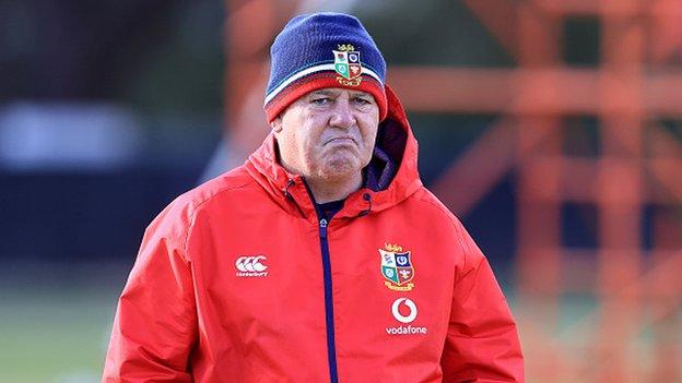 Warren Gatland at a Lions training session