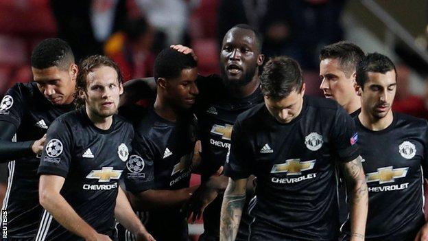 Manchester United players celebrate