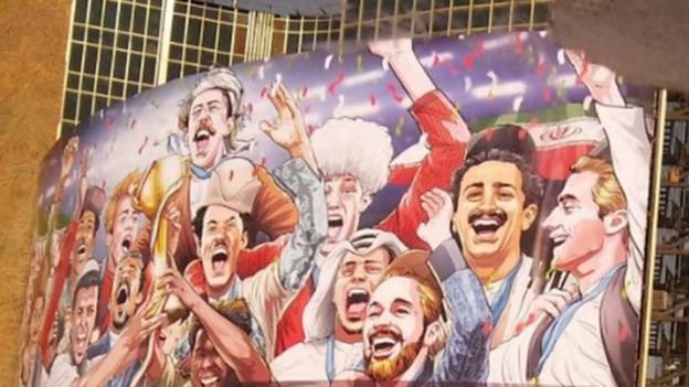 World Cup 2018: A billboard in support of Iran is criticised for excluding women - BBC Sport