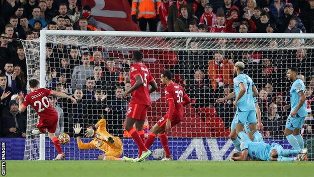 Diogo Jota scores for Liverpool
