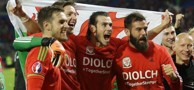 Wales players celebrate