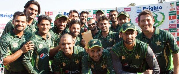 Pakistan with the ODI series trophy