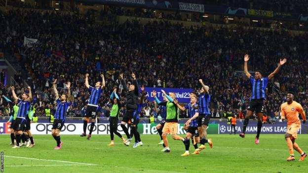 Inter Milan celebrate with their supporters