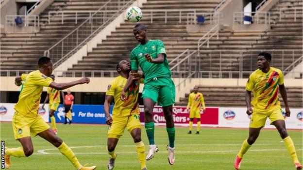 Action from Zimbabwe against South Africa in 2022 World Cup qualifying