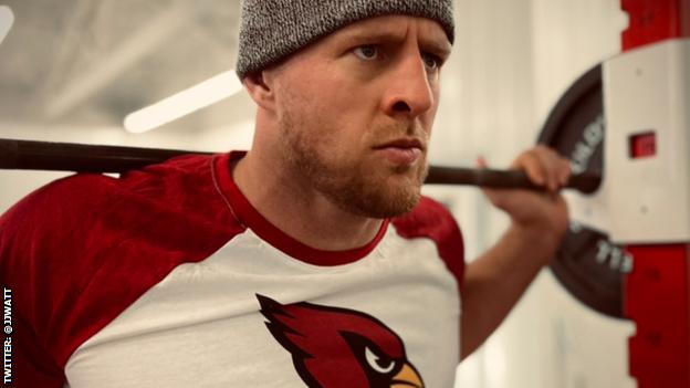 JJ Watt working out in Arizona Cardinals kit