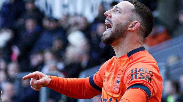 Conor Chaplin celebrates scoring for Ipswich Town against Blackburn Rovers