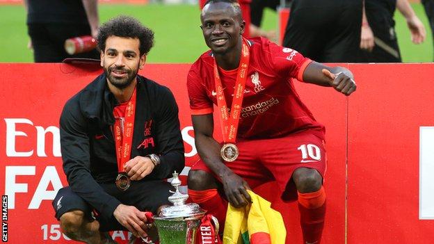 Mohamed Salah and Sadio Mane with the FA Cup