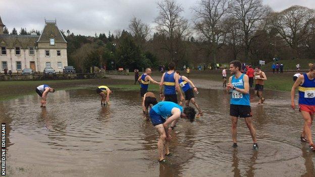 Some of the runners cooling off in Falkirk