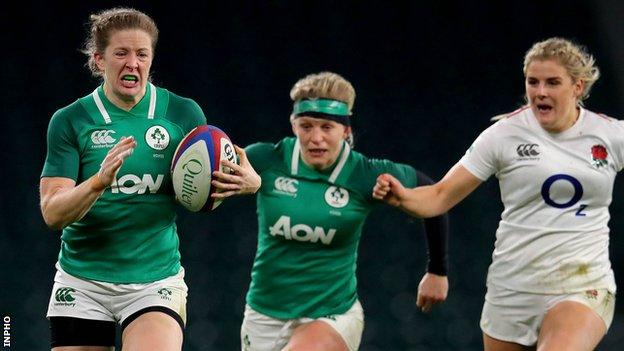 Ireland's Lauren Delany in action against England