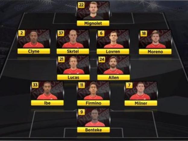 Liverpool's starting line-up vs Newcastle