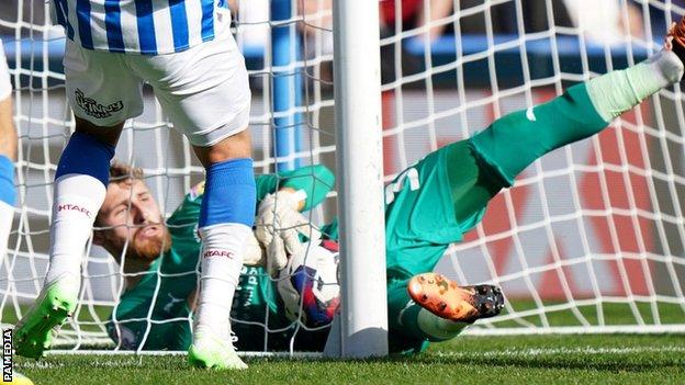 Huddersfield insisted the ball had crossed the line despite Blackpool keeper Dan Grimshaw's best efforts to keep out Yuta Nakayama but the goal was not given