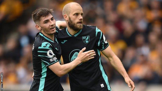 Billy Gilmour and Teemu Pukki