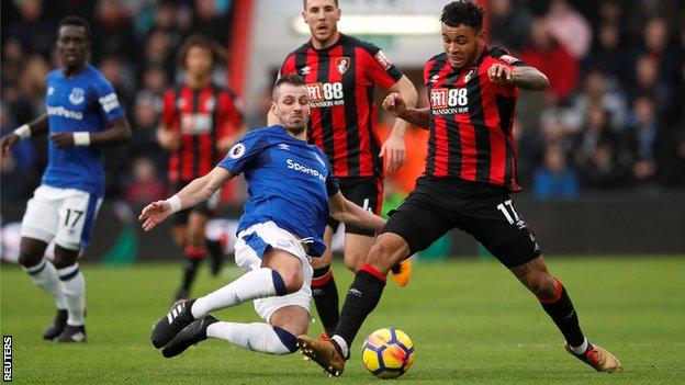 Bournemouth forward Joshua King in action against Everton