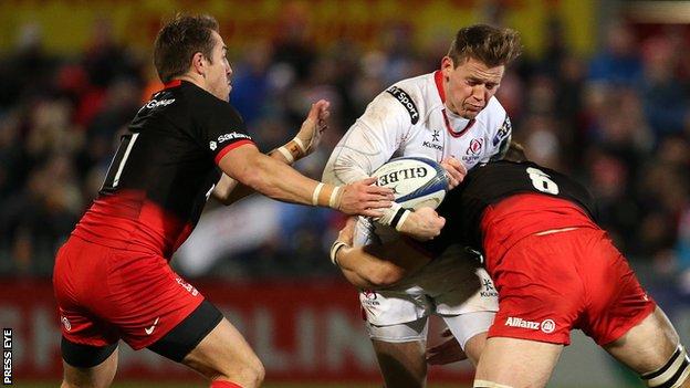 Action from Ulster v Saracens