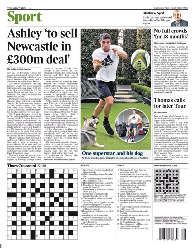 Wednesday's Times back page