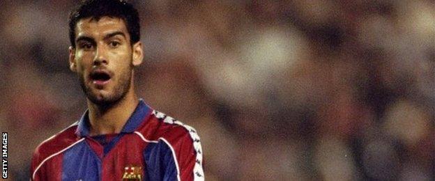 Pep Guardiola playing for Barcelona