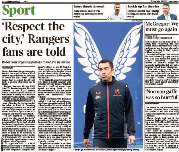 The back page of the Scottish edition of The Times on 130522