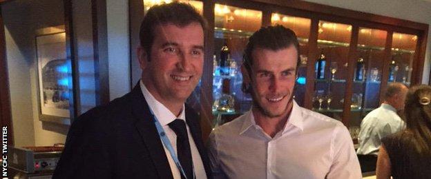 Real Madrid forward Gareth Bale (right) and Manchester City chief executive Ferran Soriano