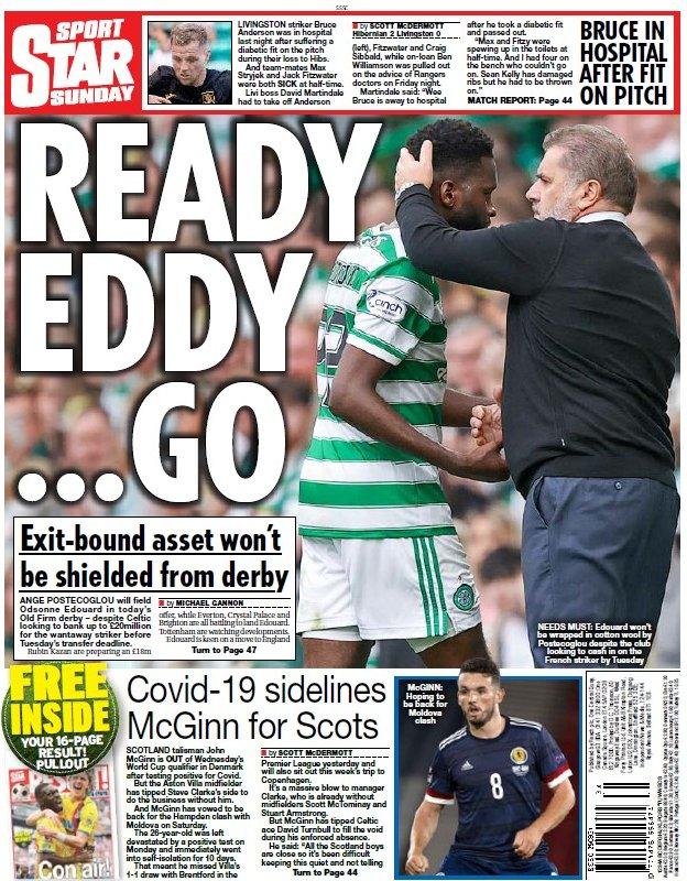The back page of the Scottish Daily Star on 290821