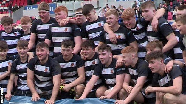 Wallace High School celebrate after their semi-final win over holders Methody