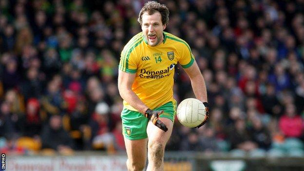 Michael Murphy received a big cheer as he was introduced for his 100th Donegal appearance